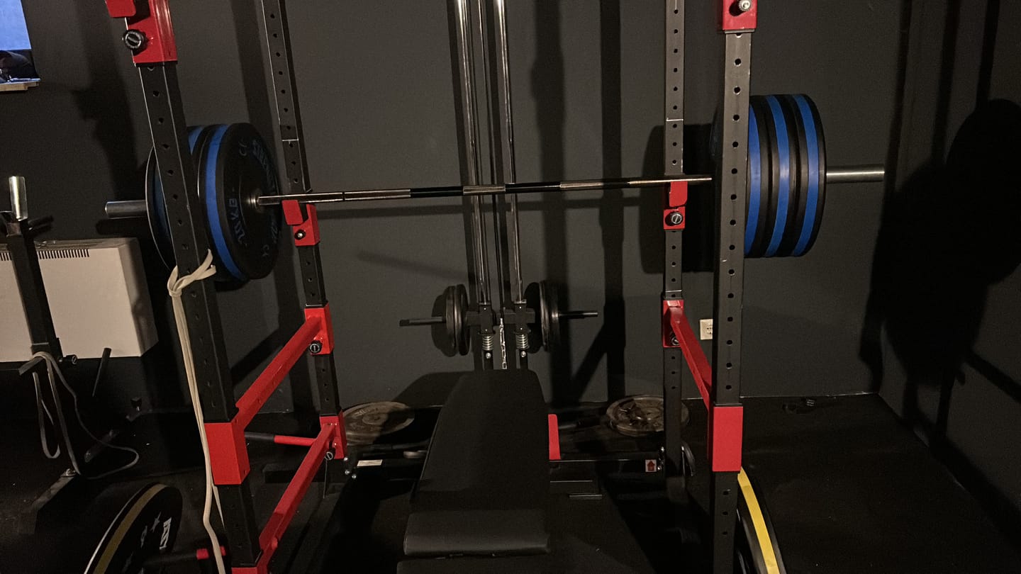 Customer photo review of Rubber Bumper Plates w/ Colour Coded Stripe, 5kg-25kg or 150kg Set