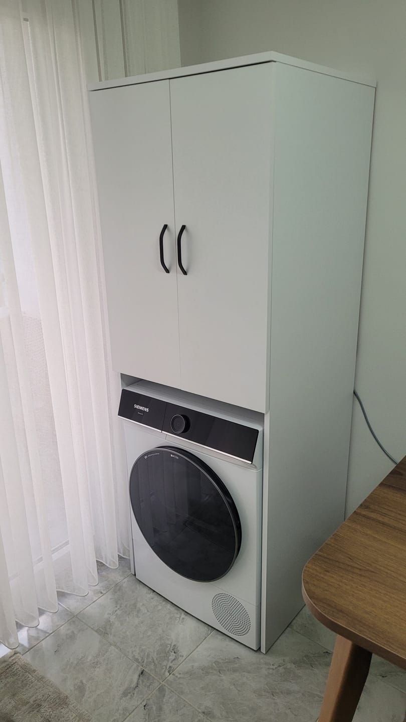 Customer photo review of Rani KD110 Çamaşır Makinesi Dolabı 2 Kapaklı 2 Raflı Banyo Dolabı Beyaz