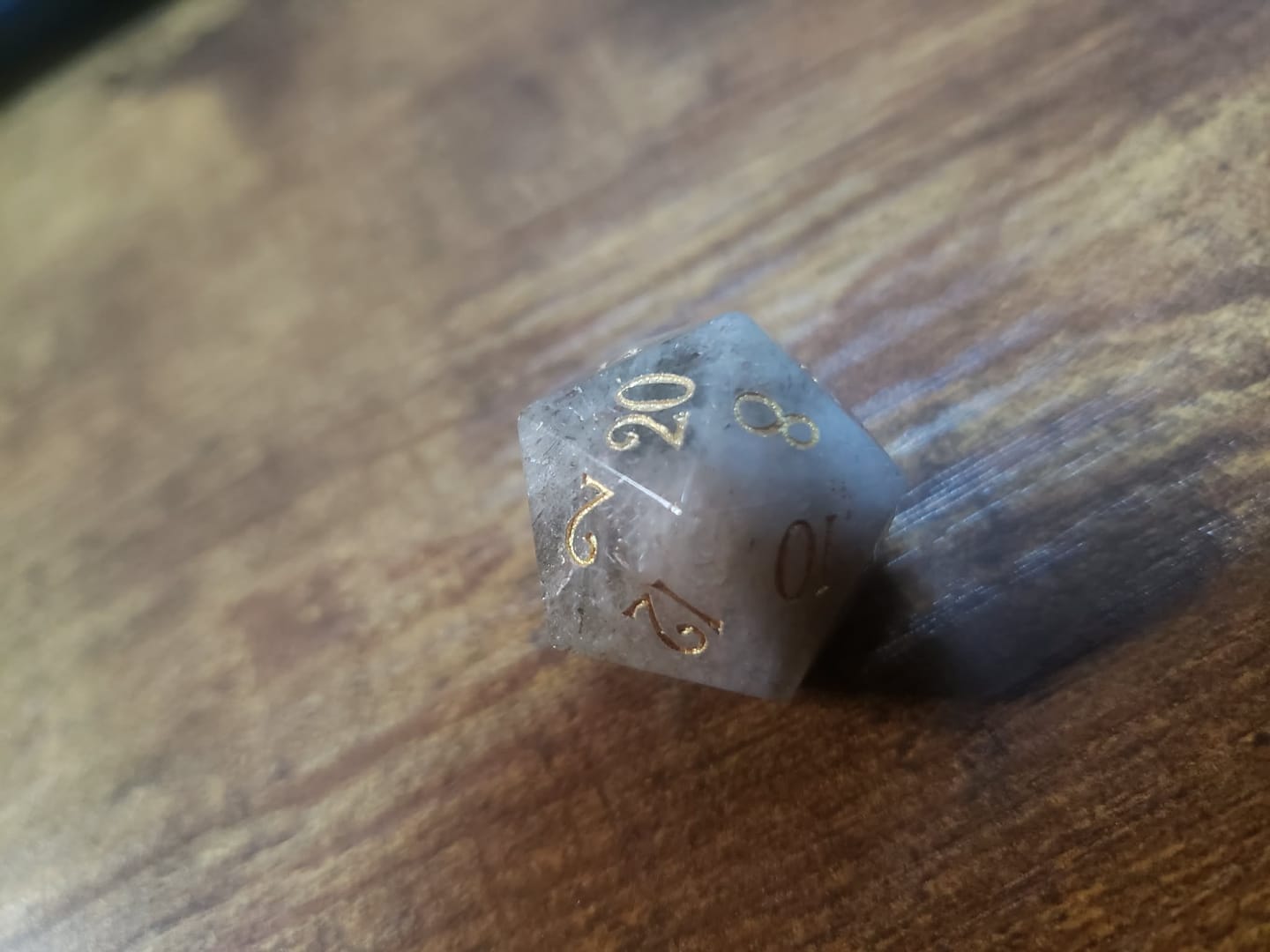 Customer photo review of URWizards D&D Golden Rutilated Quartz Gemstone Engraved Dice Set(Limited edition)