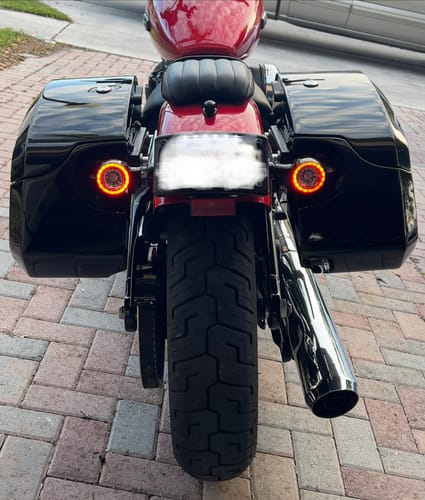 Customer photo review of 32L - Darkin Large Quick Mount Painted Hard Saddlebags for Harley Softail Low Rider S FXLRS