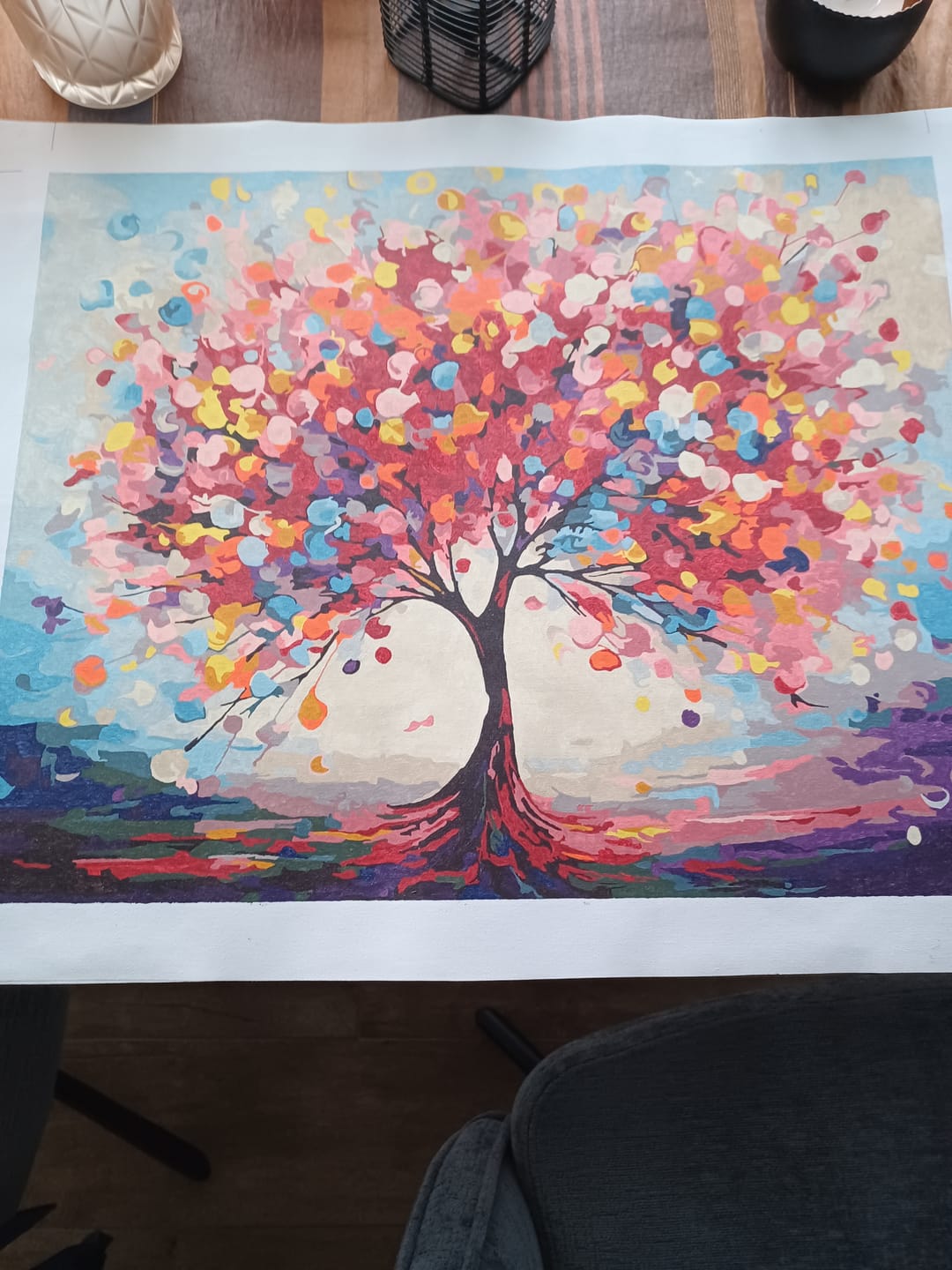 Customer photo review of Malen nach Zahlen - Lebensbaum der Farbenfreude, abstrakt