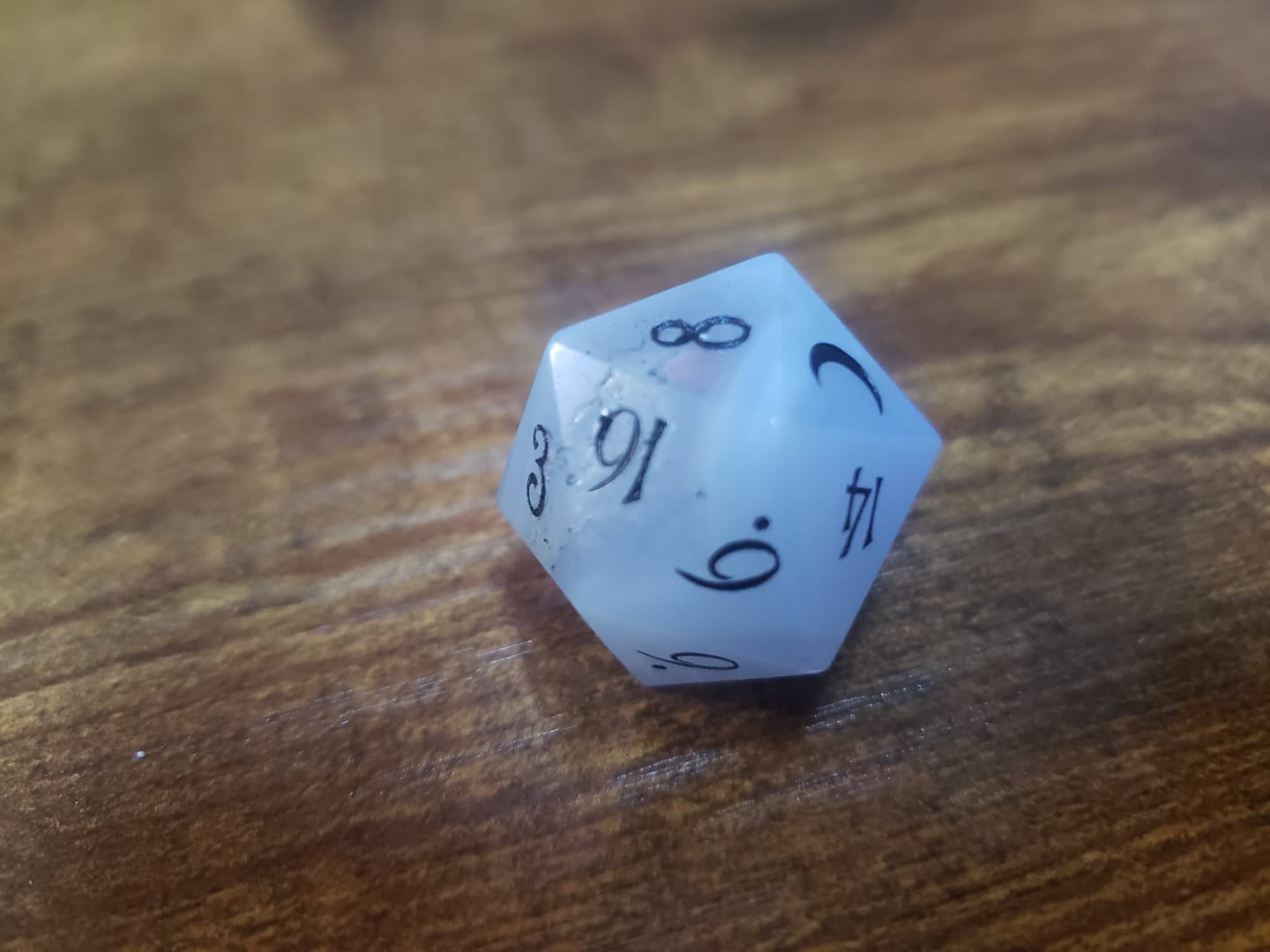 Customer photo review of URWizards D&D Blue Lace Agate Gemstone Engraved Dice Set(Limited Edition)