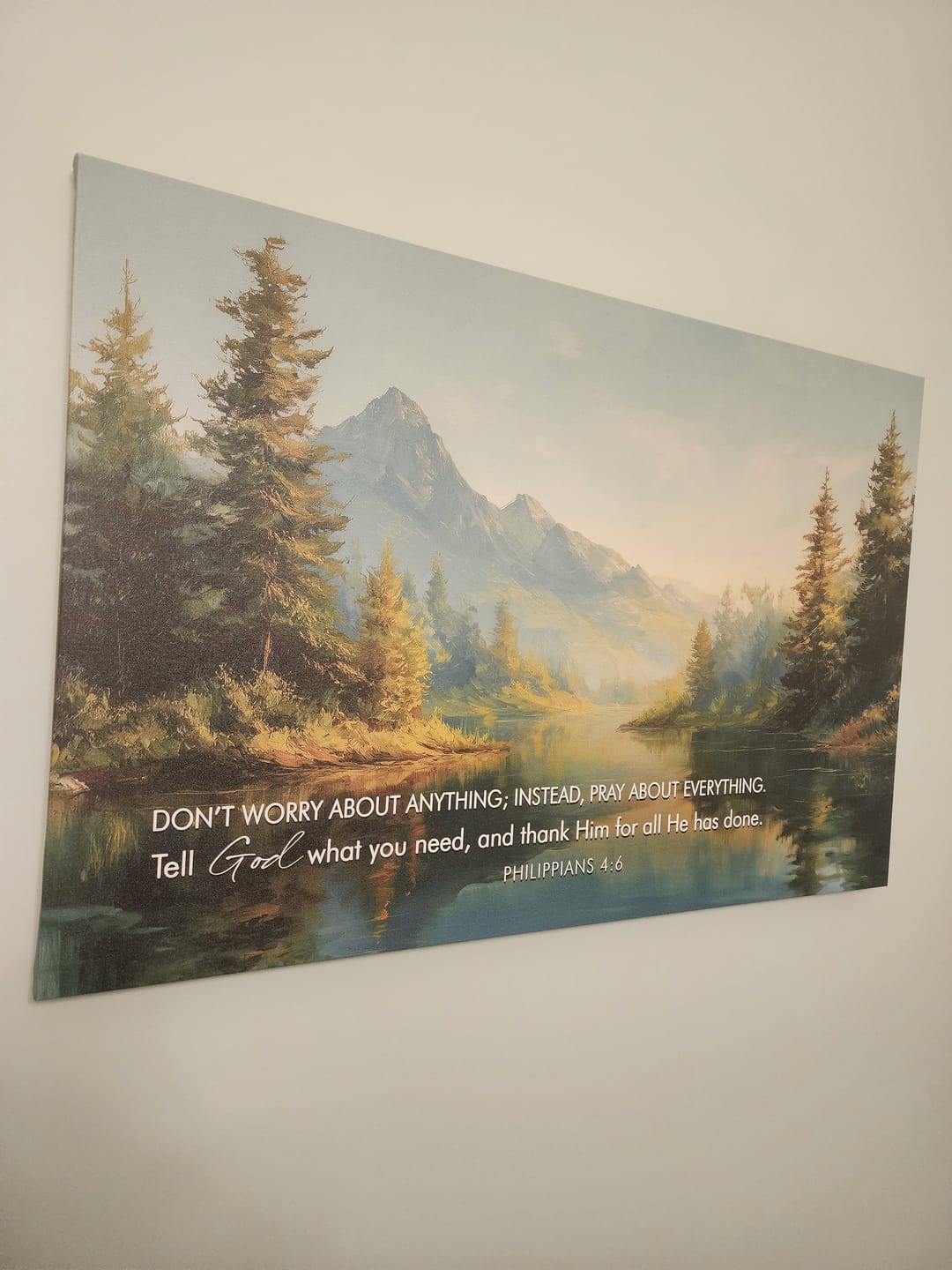 Customer photo review of Don't Worry, Pray About Everything – Philippians 4:6 Wall Art Canvas