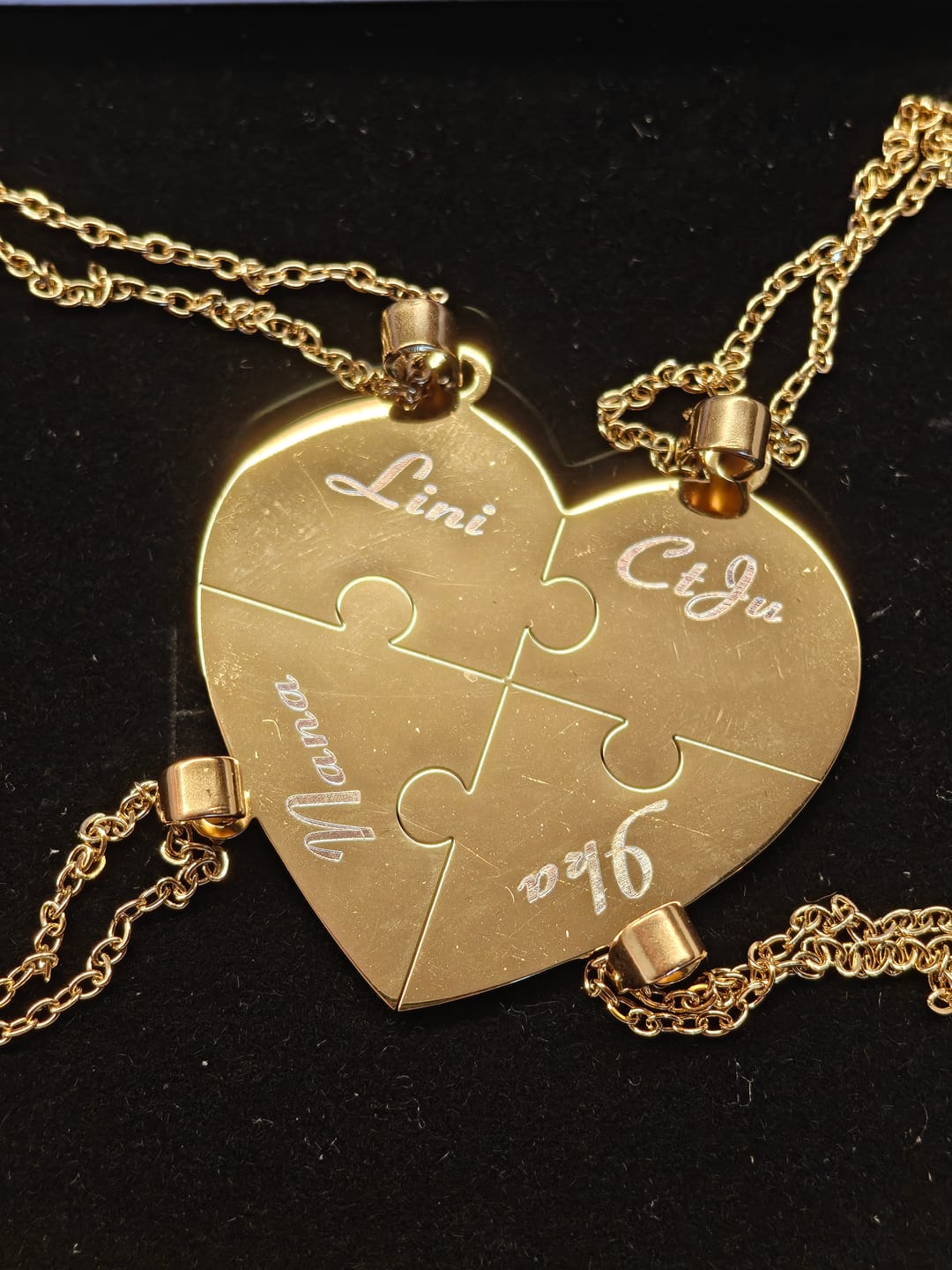 Customer photo review of Custom Puzzle Heart Necklace