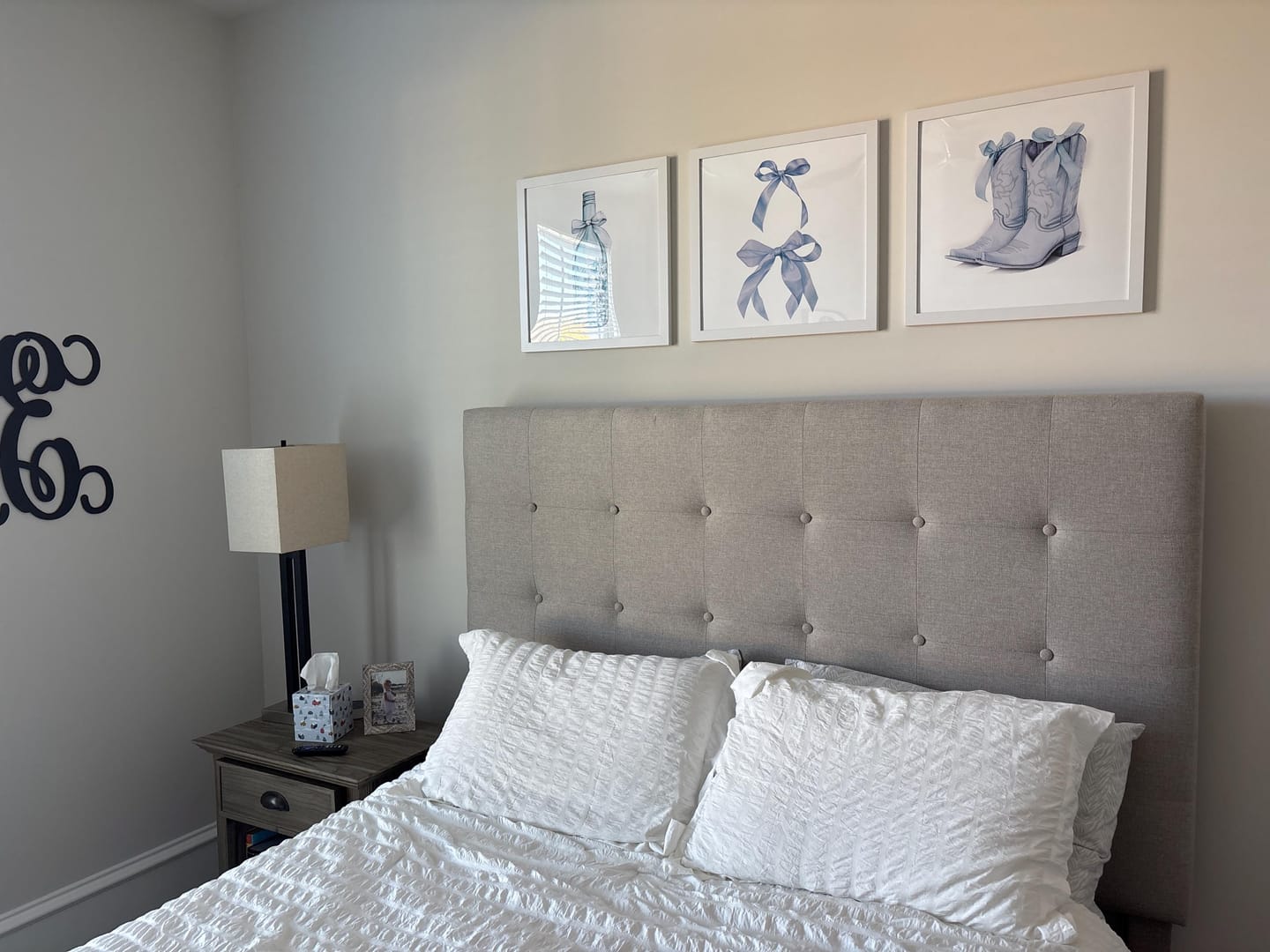 Customer photo review of Preppy Aesthetic Dorm Decor Blue Wall Art Prints