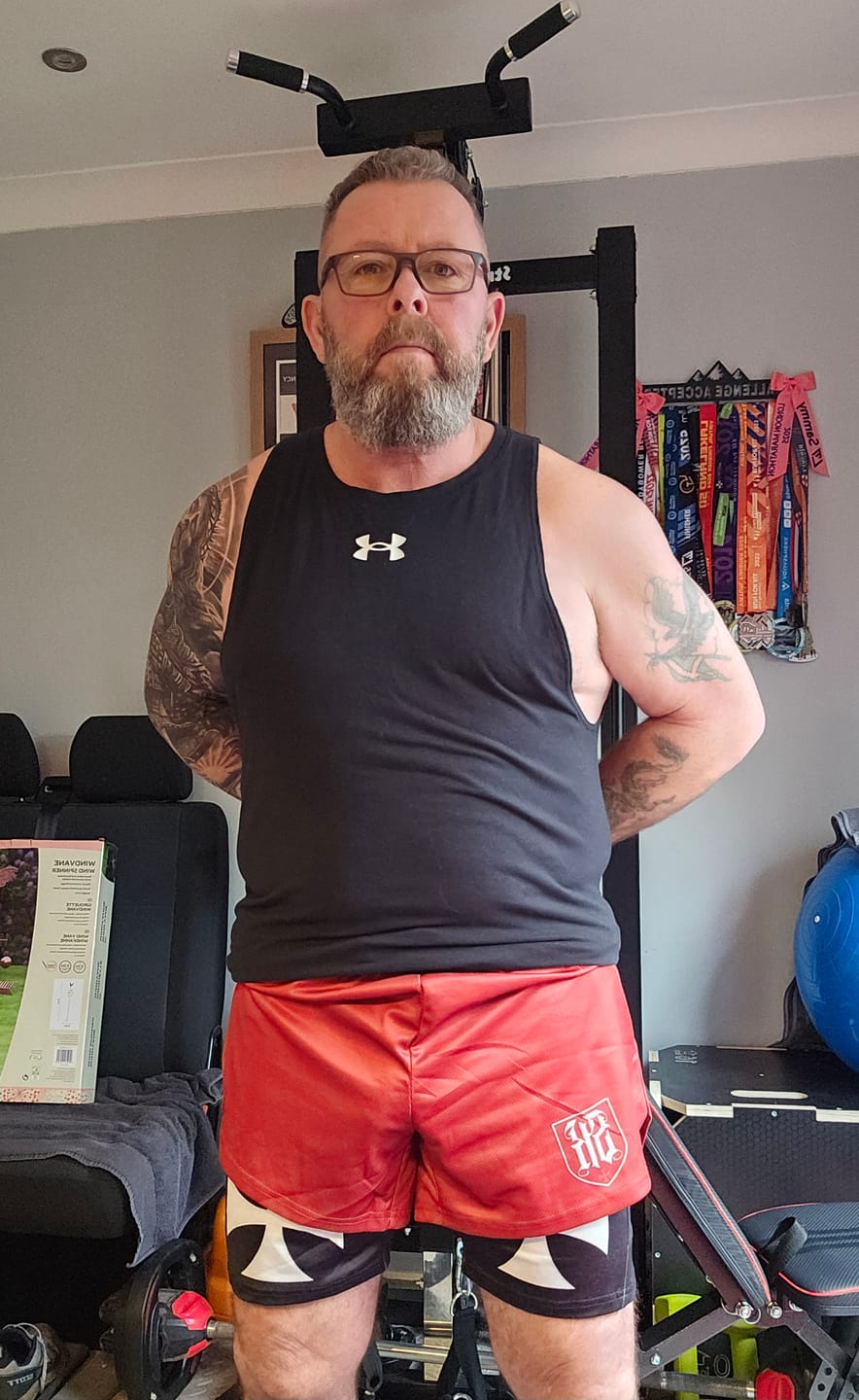 Customer photo review of Crusader Cross Performance Shorts - Red