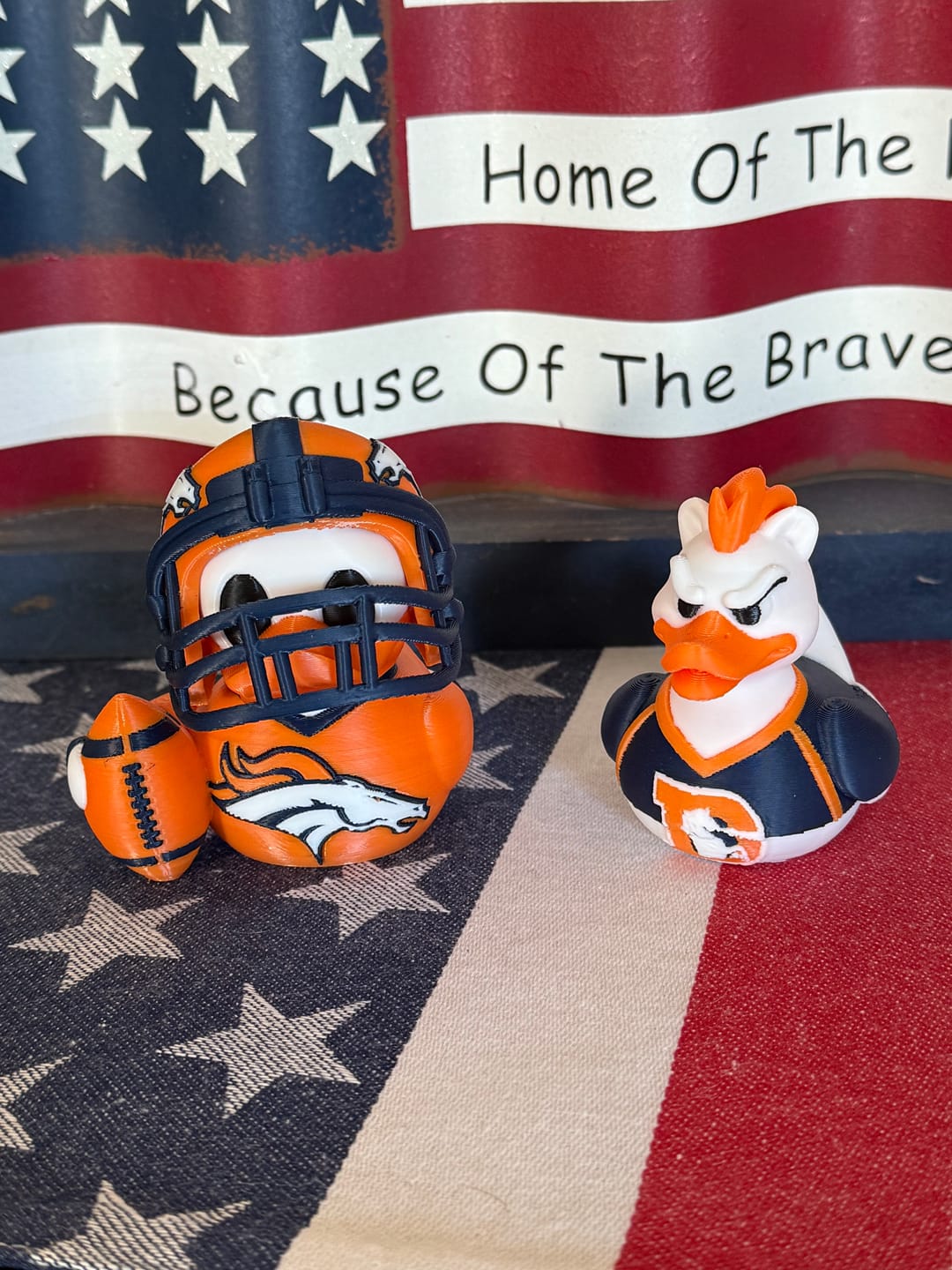 Customer photo review of DENVER BRONCOS DUCK With Helmet – BUILT FOR SUNDAYS. READY FOR GAME DAY.