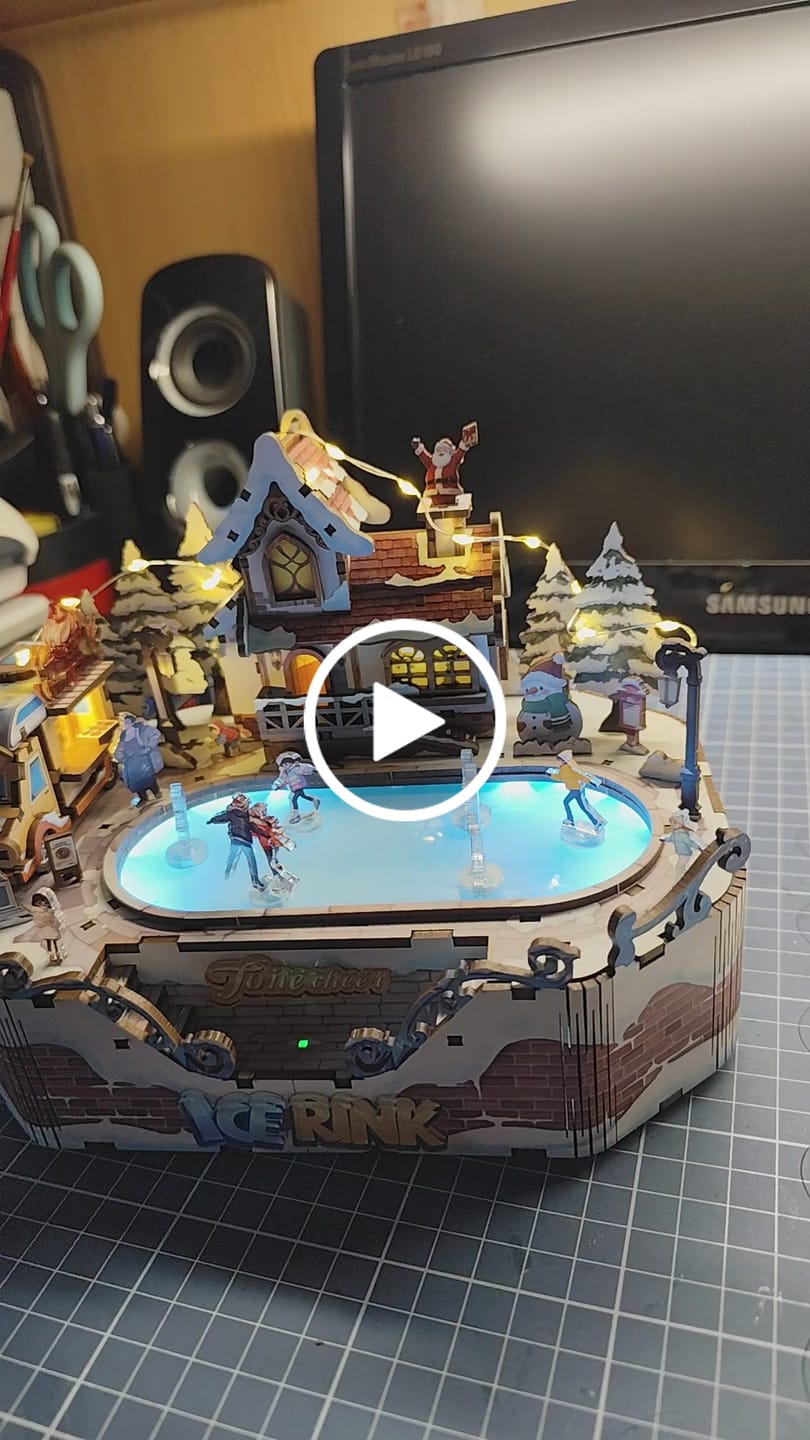 Customer video review of Ice Rink Spinning Skater DIY Wooden Music Box