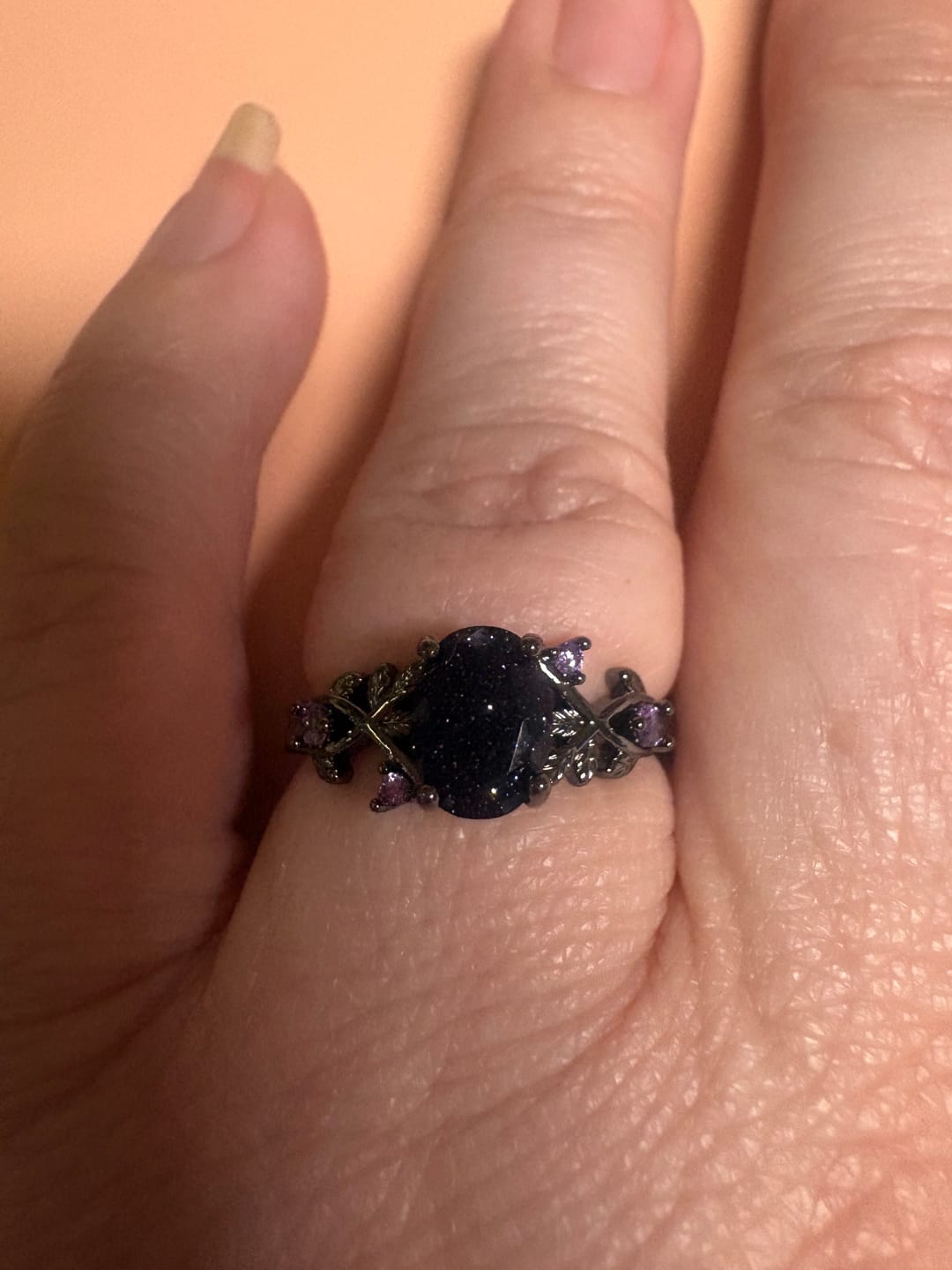 Customer photo review of Olivenorma Persephone's Vine Glitter Blue Sandstone Ring