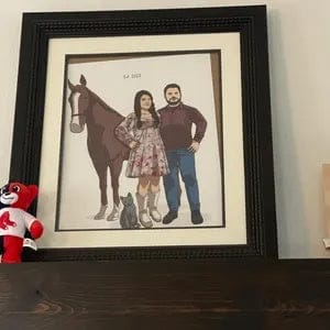 Customer photo review of Custom Family Portrait With Pets - Anniversary Cartoon Drawing - Portrait Drawn from Photos