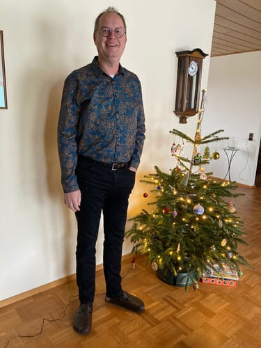 Customer photo review of Chemise décontractée à manches longues en coton à imprimé cachemire pour homme