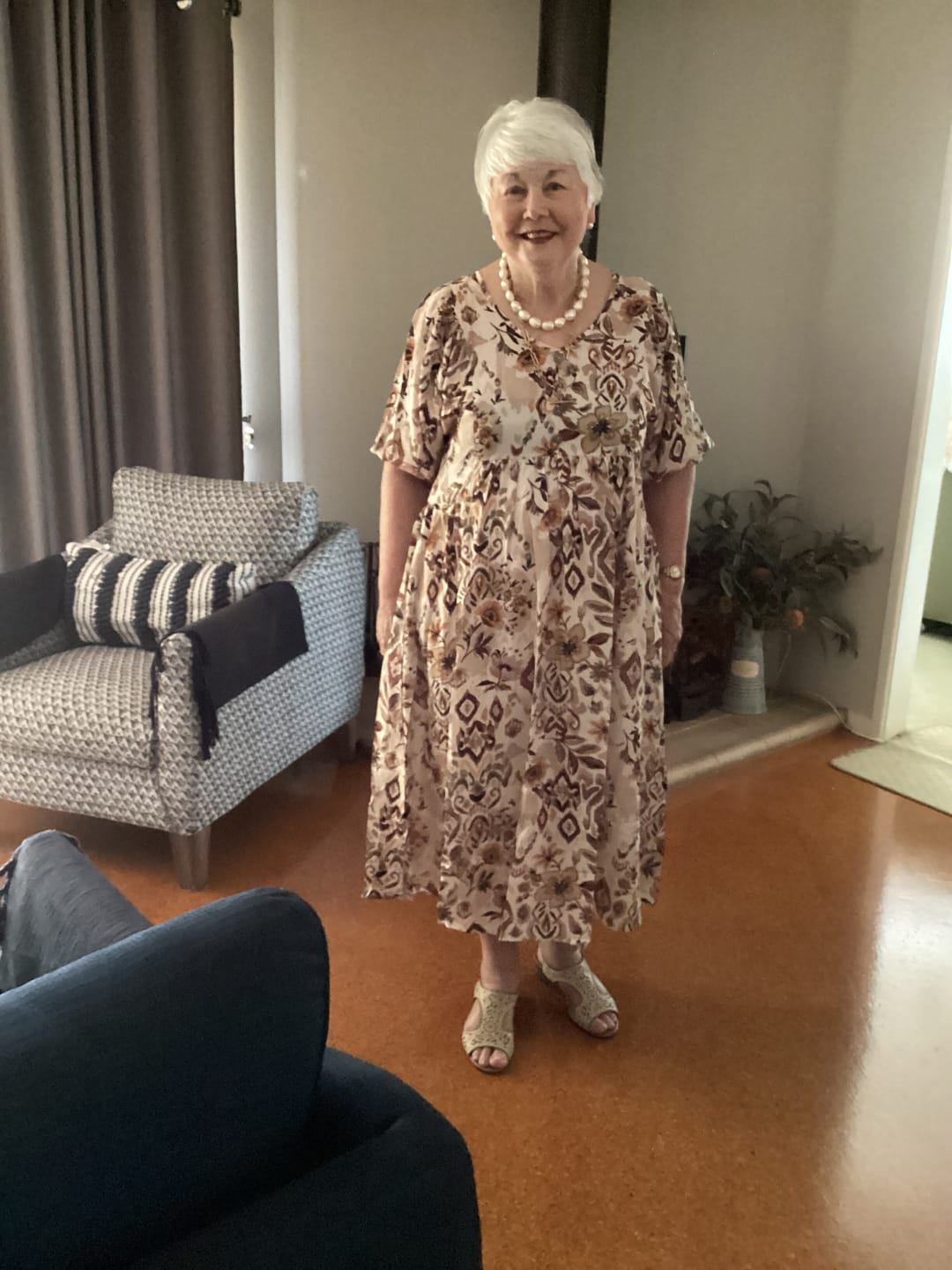 Customer photo review of Diane Midi Dress in Mocha Multi