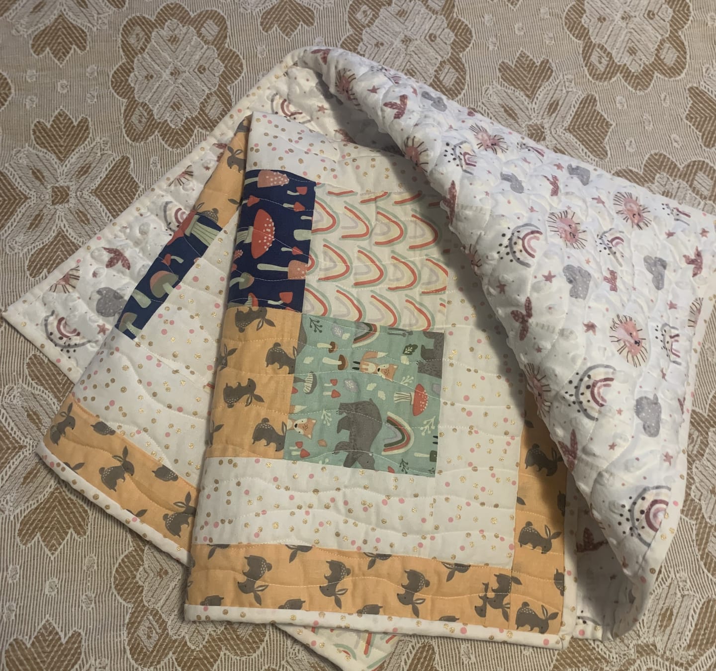Customer photo review of Rainbow Safari Dimple Fleece Fabric