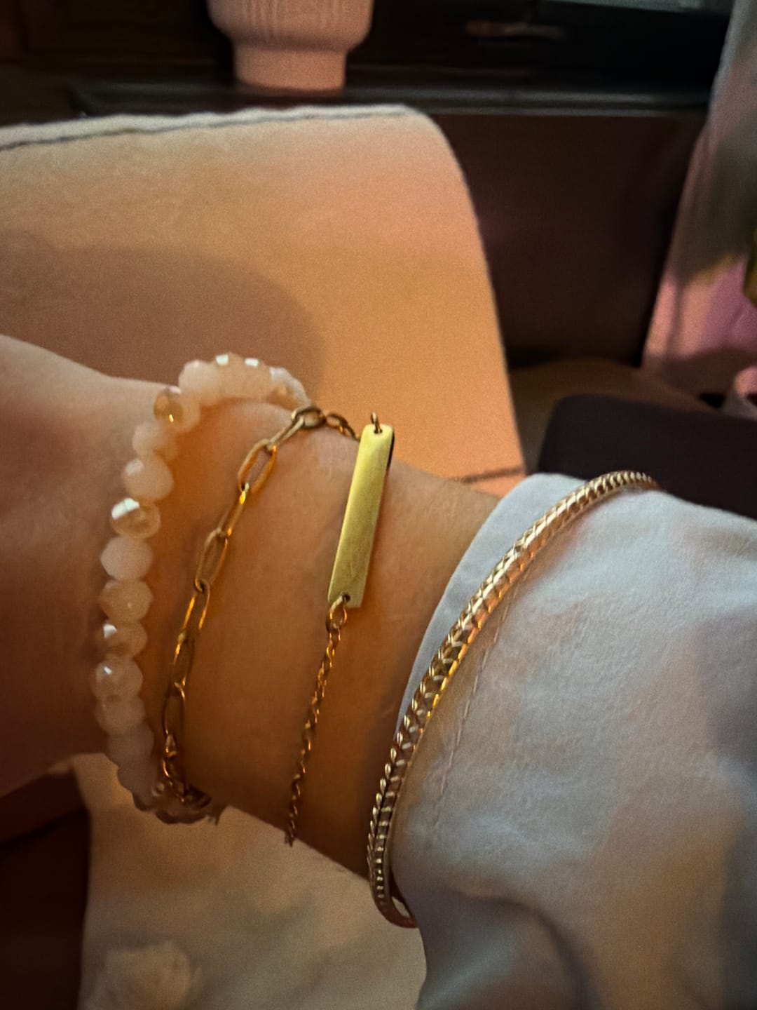 Customer photo review of Rina Gold Bar Bracelet