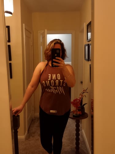 Customer photo review of One Strong Mother Fitted Rocker Tank