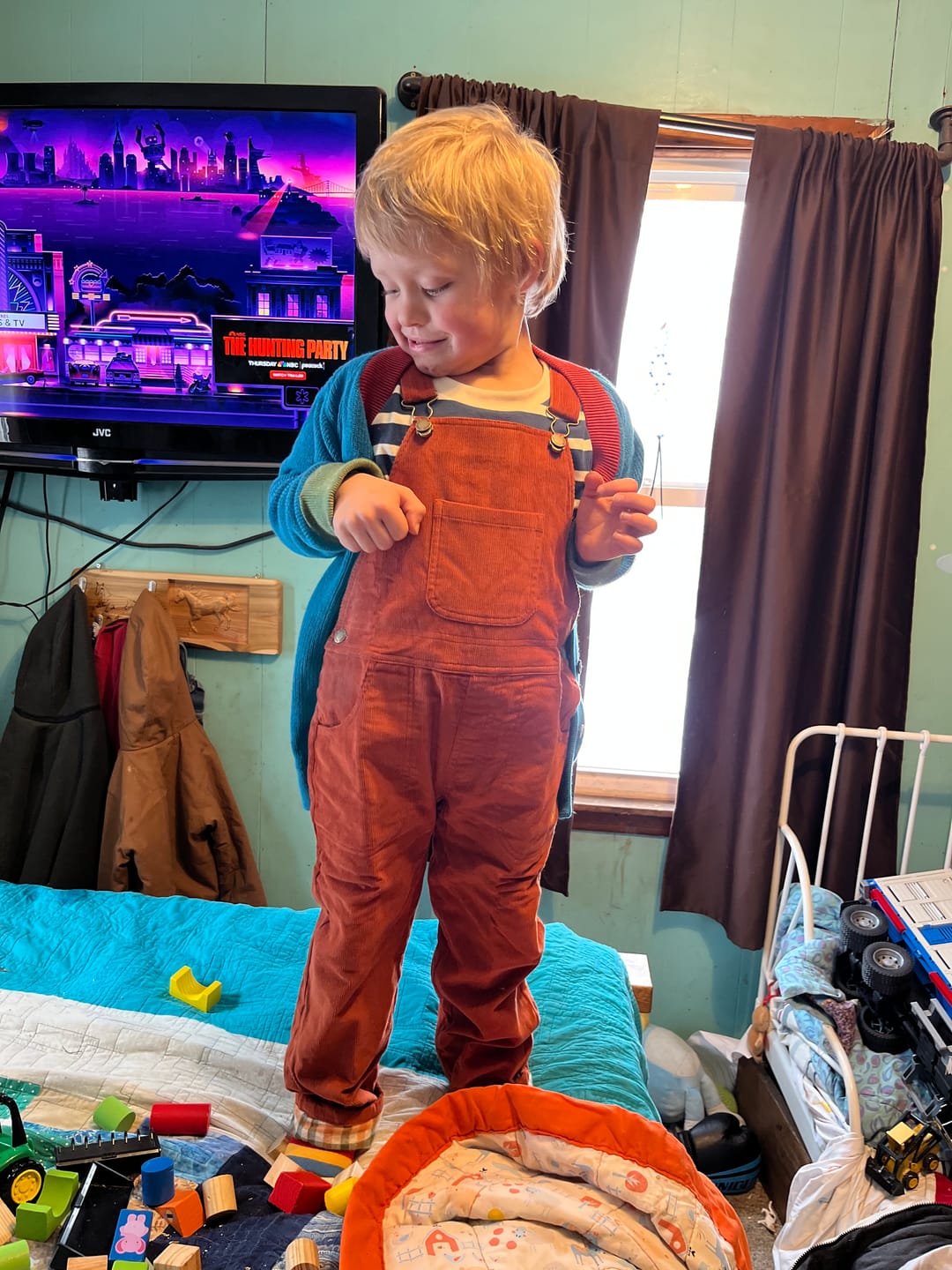 Customer photo review of Ginger Lined Corduroy Dungarees