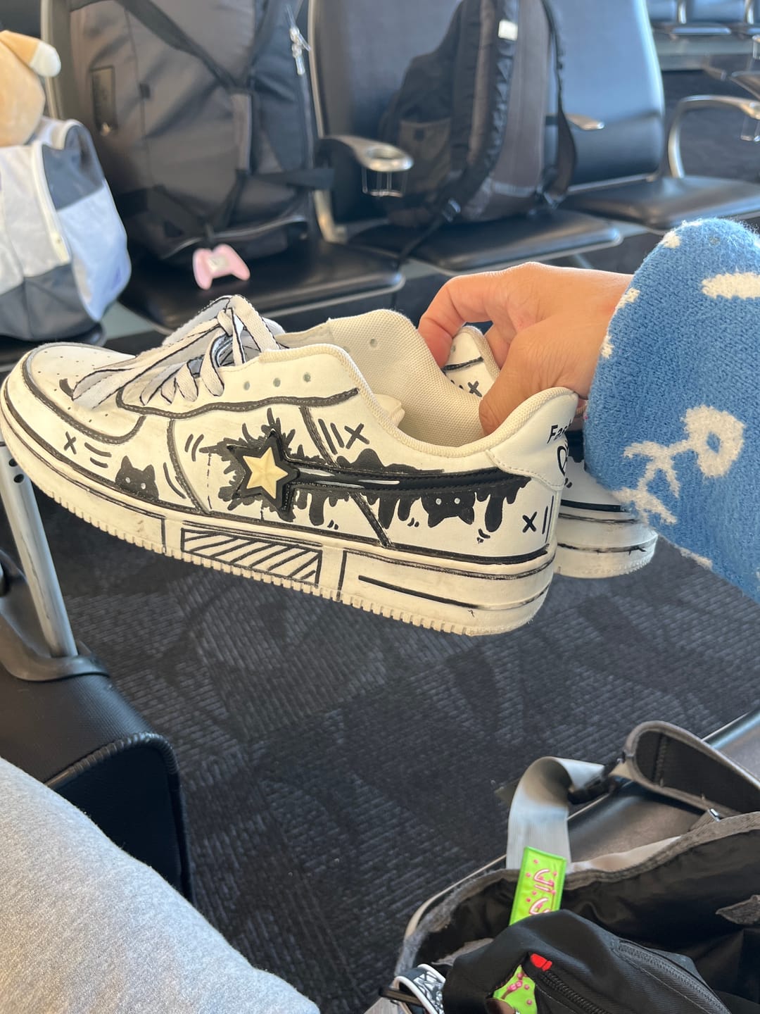 Customer photo review of Hand Painted Bold Contrast Casual White Shoes - Unisex