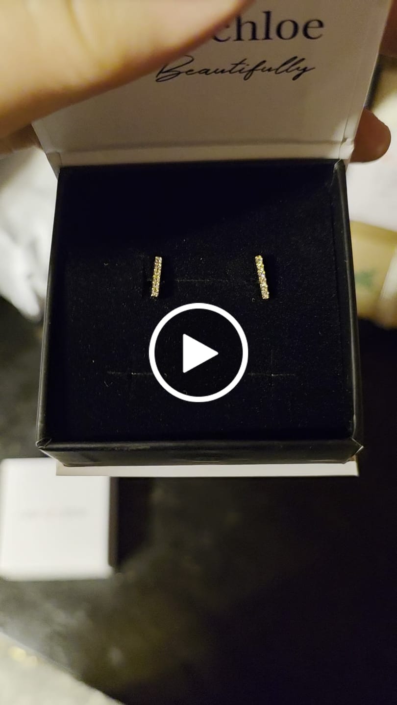 Customer video review of Hayden 18k White Gold Plated Linear Stud Earrings with Swarovski Crystals