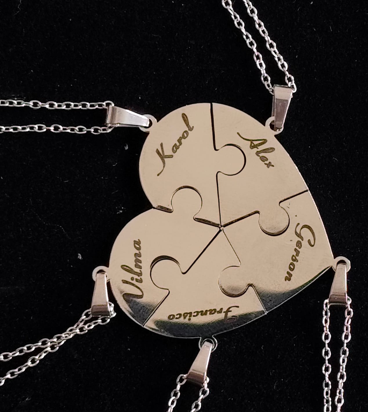 Customer photo review of Custom Puzzle Heart Necklace