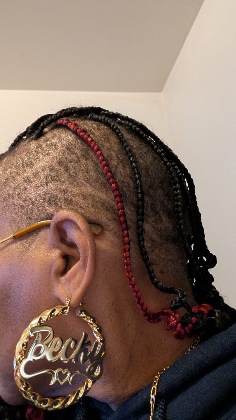 Customer photo review of Heart Twist Name Hoop Earrings