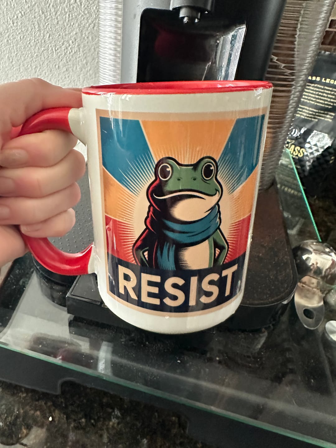 Customer photo review of 15oz Resist Mug - Portland Frog Edition