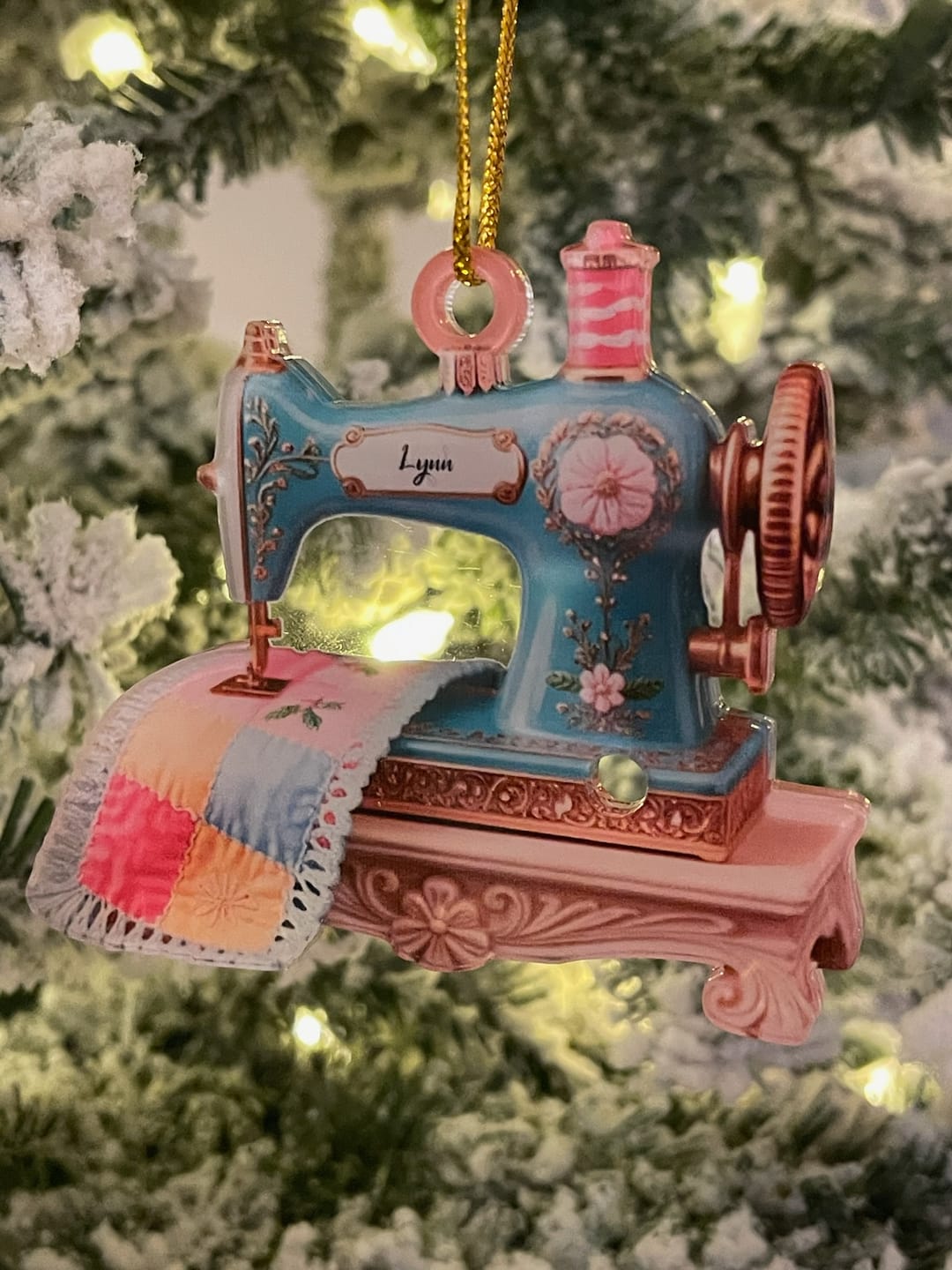 Customer photo review of Sewing Machine Quilter Personalized Christmas Acrylic Ornament - Seamstress Gift