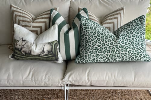 Customer photo review of Outdoor Green Leopard Cushion 40x60cm