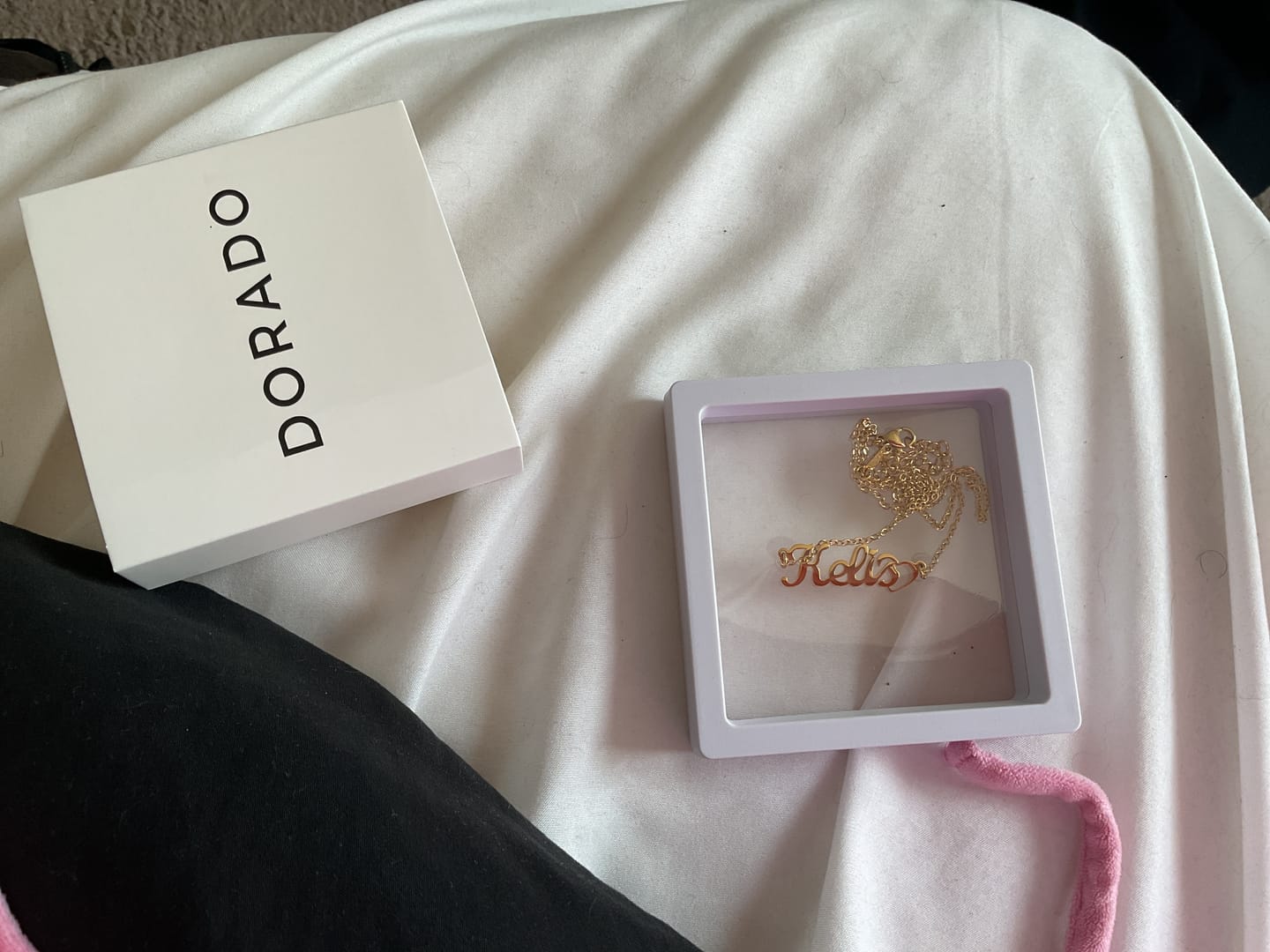 Customer photo review of Crescent Heart Name Necklace