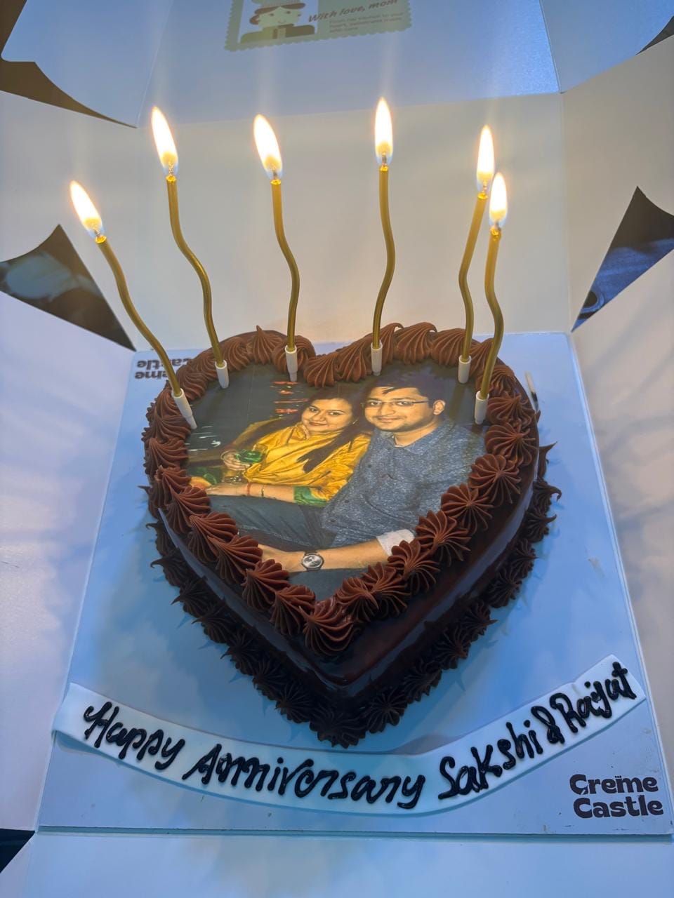 Customer photo review of Heart Shaped Anniversary Photo Cake