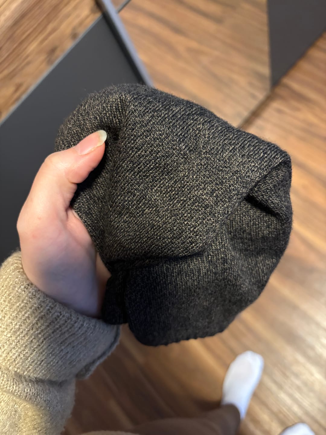 Customer photo review of Upcycling Merino Schmale Hose Braun