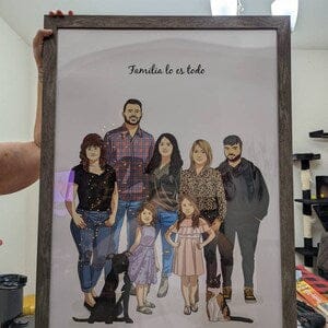 Customer photo review of Custom Family Portrait With Pets - Anniversary Cartoon Drawing - Portrait Drawn from Photos