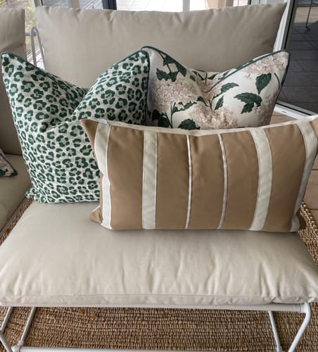 Customer photo review of Outdoor Green and Cream Hydrangea Cushion 50x50cm