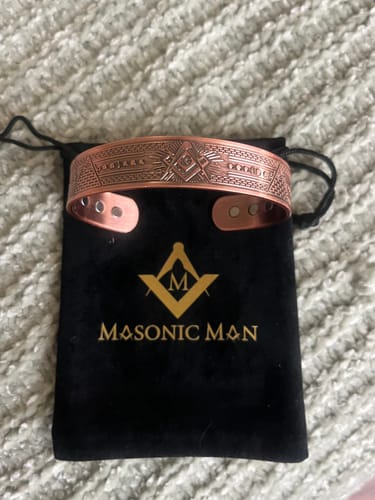 Customer photo review of Mens Masonic Bangle Pure Copper  Bracelet - Magnetic