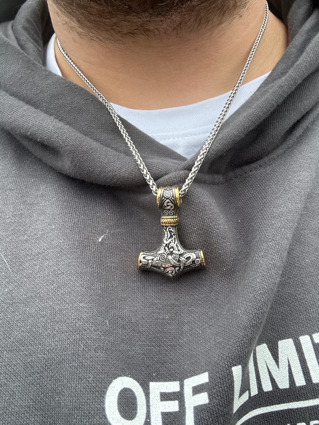 Customer photo review of Mjölnir Necklace