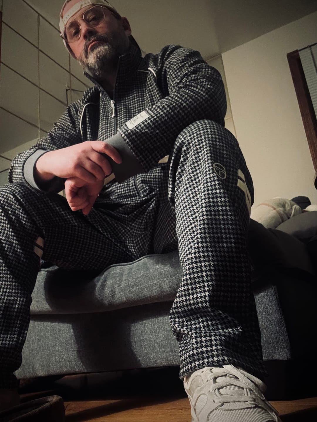 Customer photo review of Dallas Houndstooth Track Pant- Black Beauty