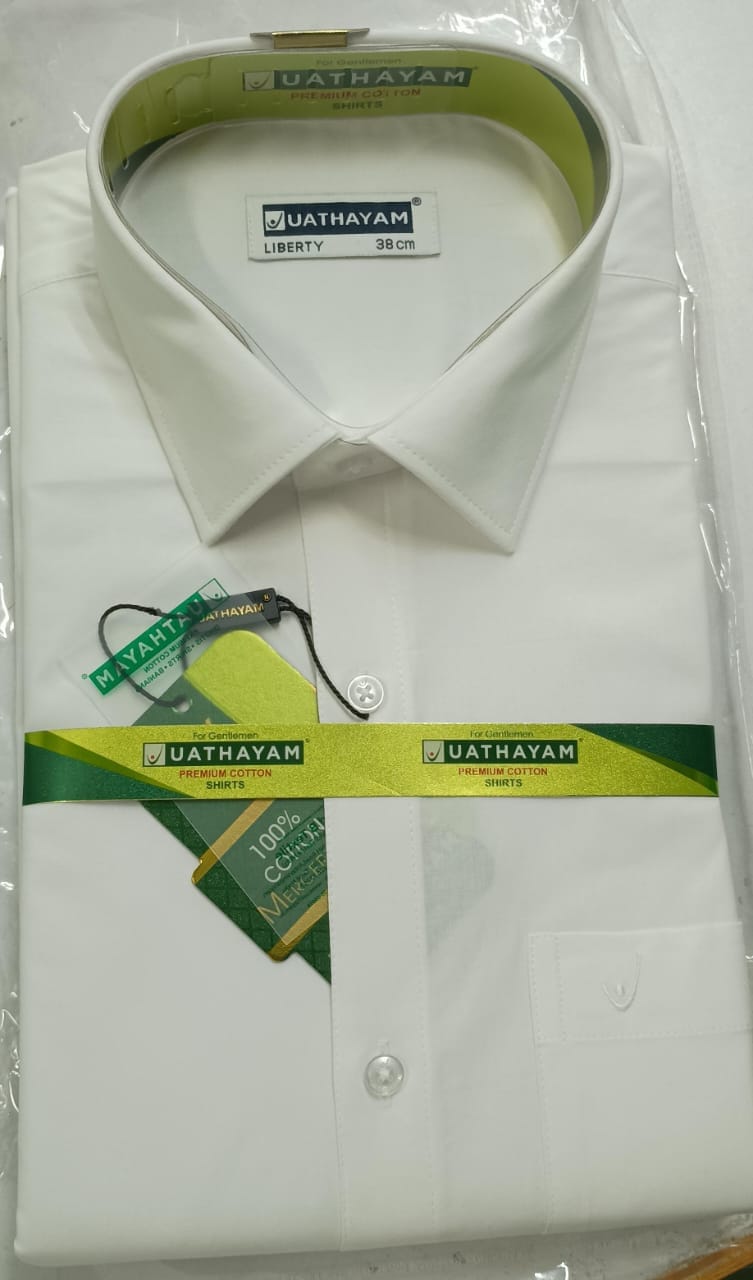 Customer photo review of Liberty - 100% Cotton Formal White Shirts For Men | Uathayam