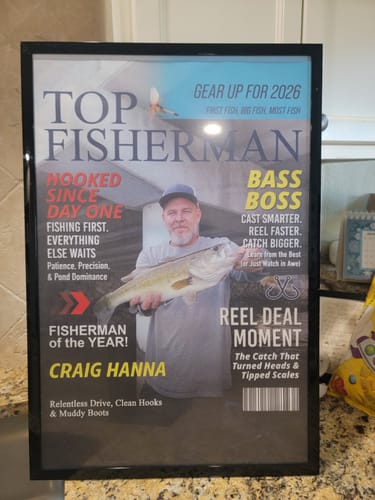 Customer photo review of Personalized "Top Fisherman" Magazine Cover Poster With Photo & Name Angler Funny Fisherman Gift For Fishing Lover