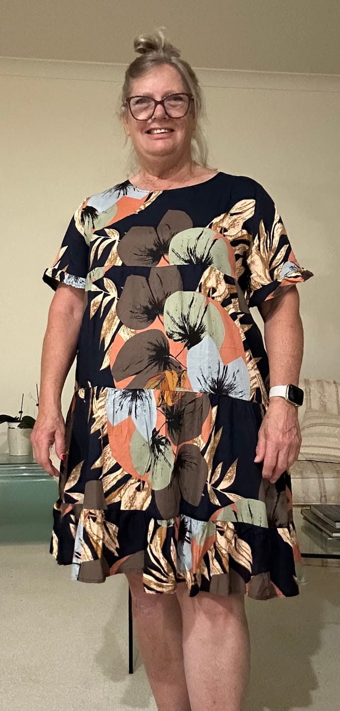 Customer photo review of Eve Floral Dress in Navy Multi