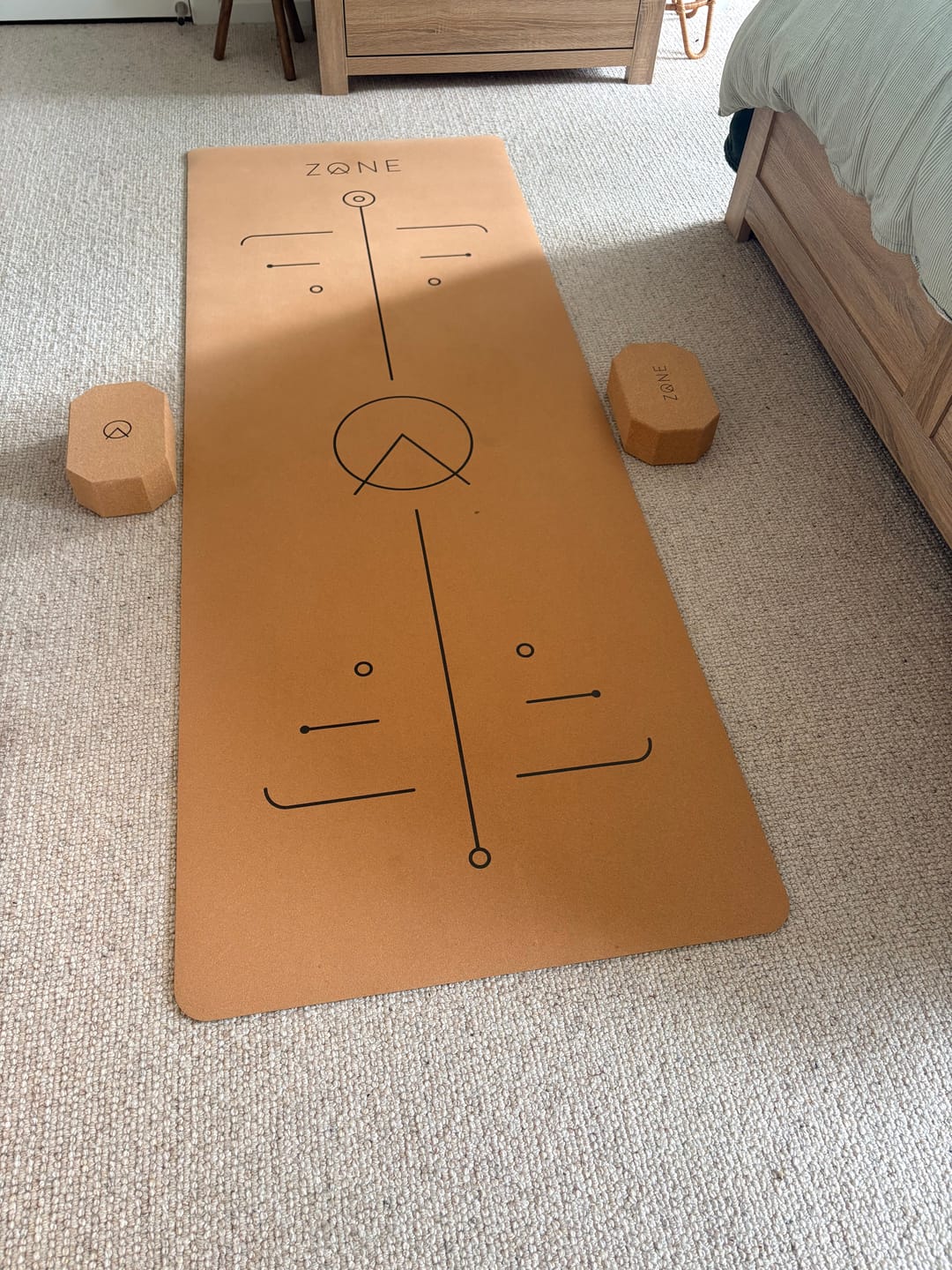 Customer photo review of Cork Yoga Mat and Blocks Combo