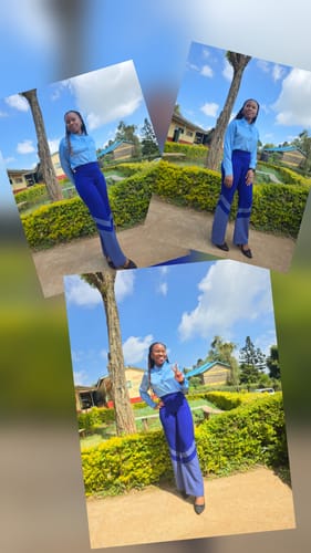 Customer photo review of Fluid Two-Tone Pants In Lapis