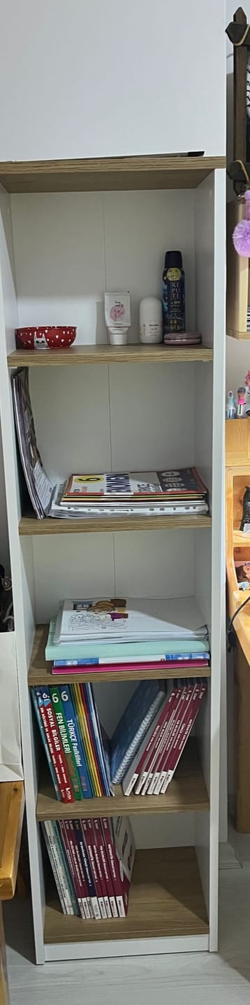 Customer photo review of Rani HC111 Kitaplık 5 Raflı Çalışma Odası Kütüphane Modern Duvar Rafı Beyaz - Sepet Ceviz