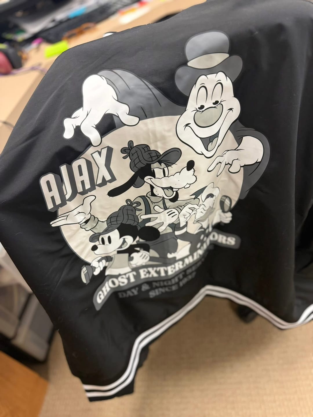 Customer photo review of Disney "Ajax Ghost Exterminators" – Reversible Bomber Jacket