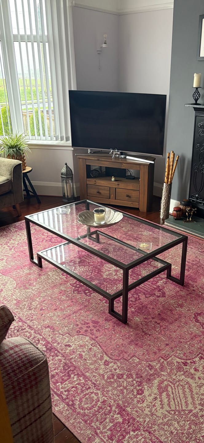 Customer photo review of Hudson Glass Metal Coffee Table - Dark Bronze