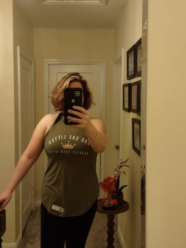 Customer photo review of And She Lifted Rocker Tank