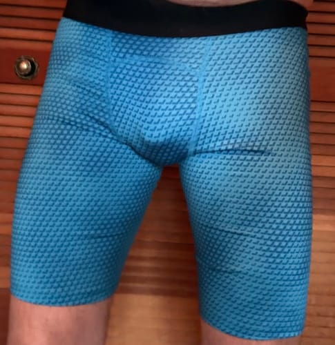 Customer photo review of Mens 3D Printed Elastic Quick Dry Fitness Sport Shorts