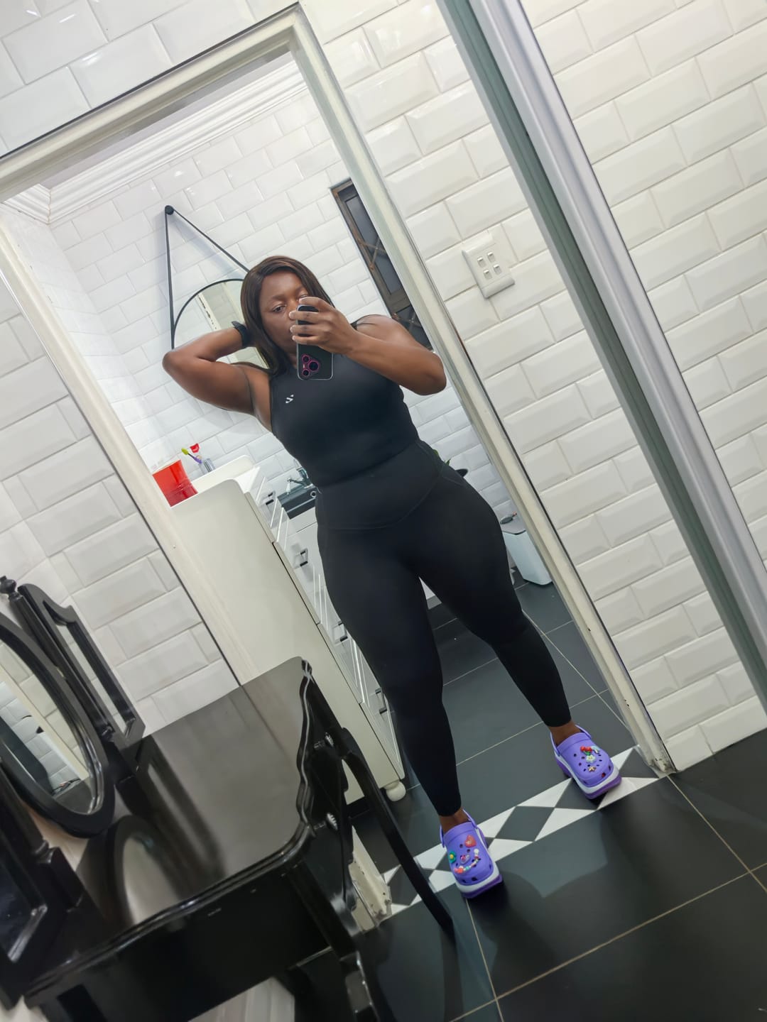 Customer photo review of High Waisted Tummy Control Butt Lifting Leggings with Pockets