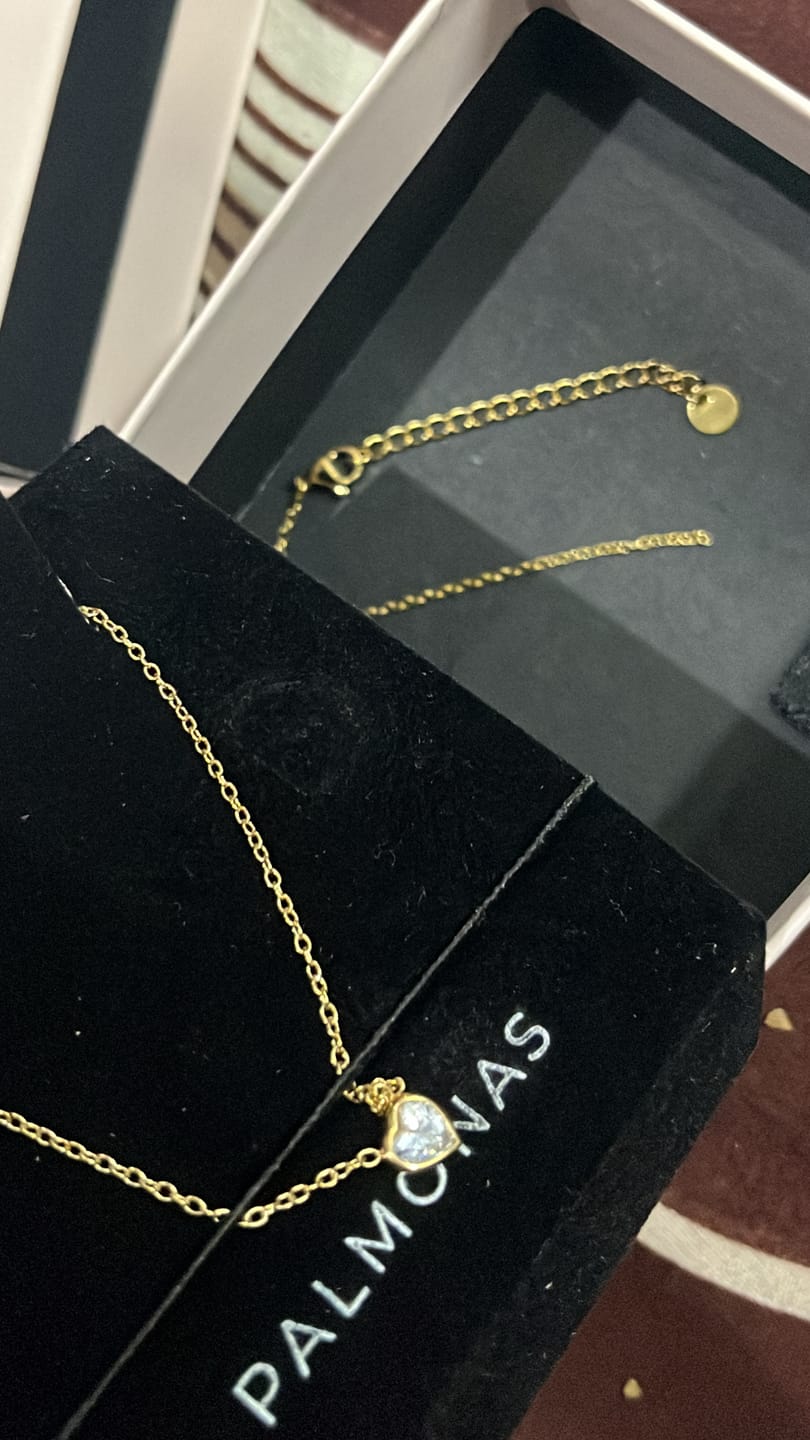 Customer photo review of Blushing Crystal Heart Pendant