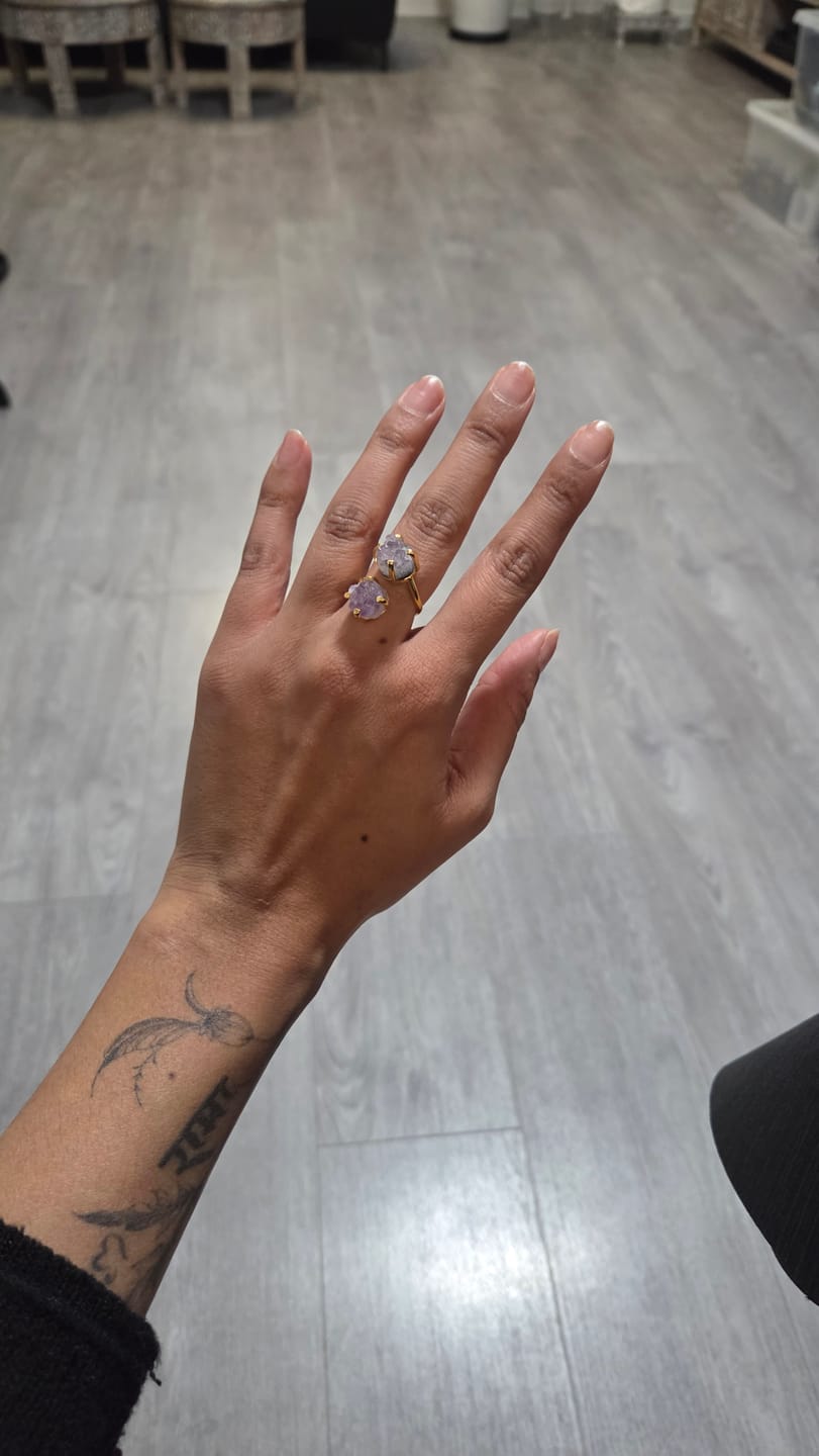 Customer photo review of Amethyst double ring 18K gold plated