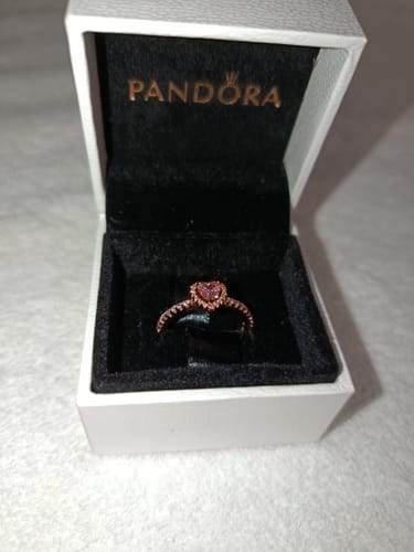 Customer photo review of ANILLO PANDORA PROMESA CORAZON BRILLANTE ELEVADO ORO ROSA + KIT DE REGALO