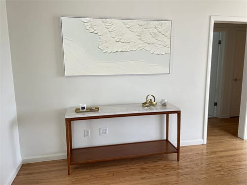 Customer photo review of Silent Drift of White Shores-3D Textured Neutral Tone Wall Art - Minimalist Abstract Landscape Framed Decor for Modern Home